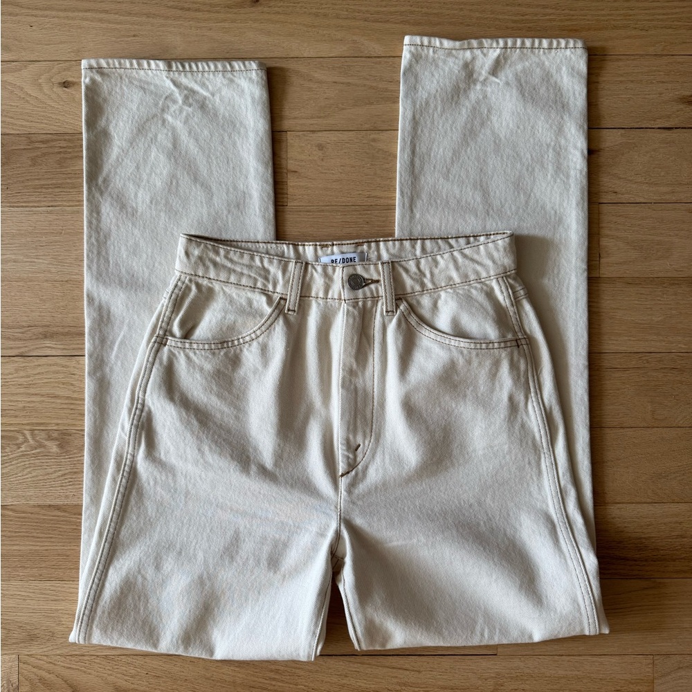 Re/Done 70s Cigarette High Rise Straight Rigid Jeans Rinsed Birch - Picture 3 of 5